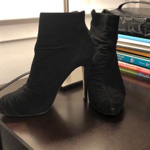 Brian Atwood rouched suede booties size 38 1/2